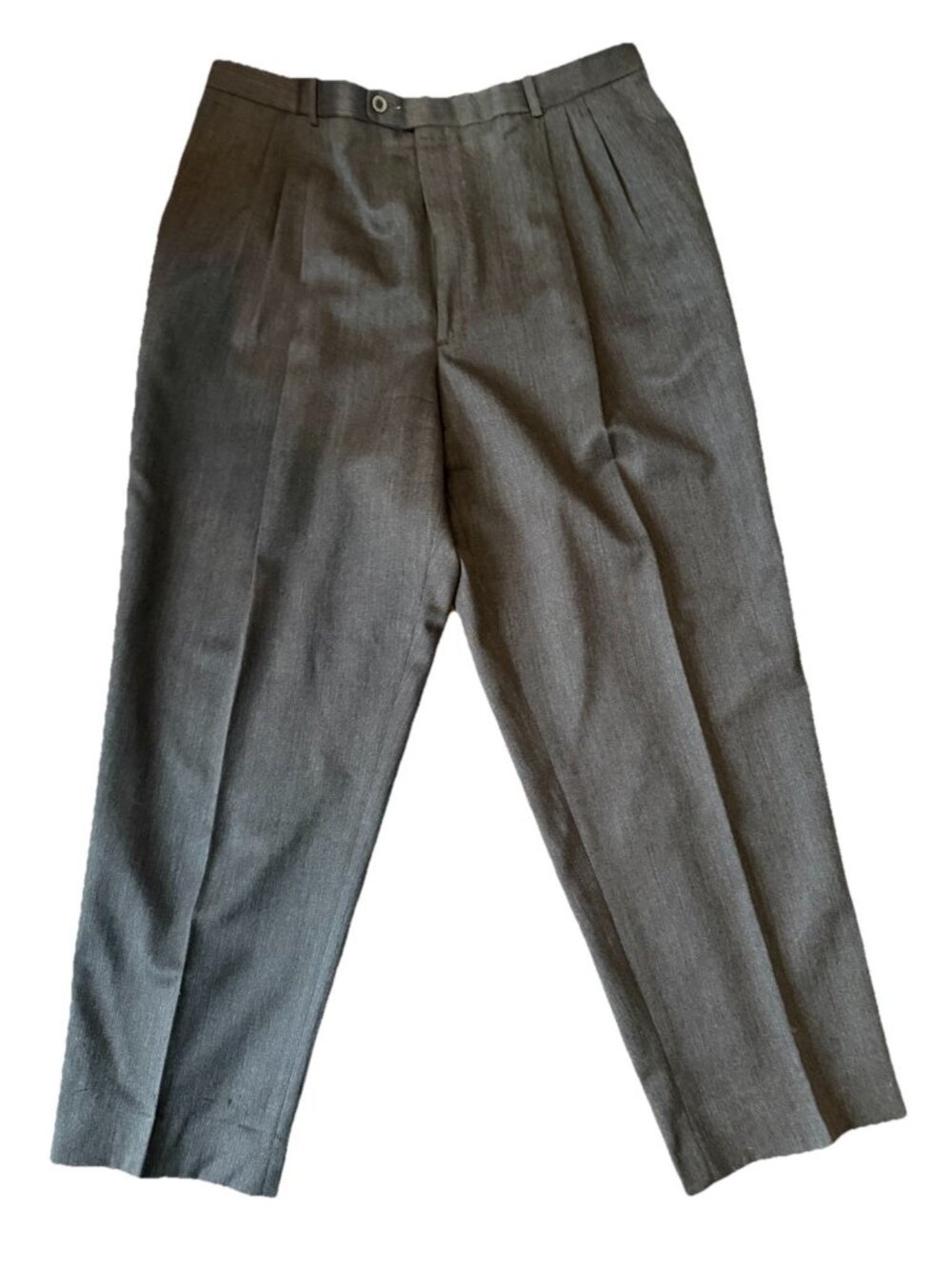 Bachrach Dress Pants Mens 44x30 Brown Pleated 100% Wool Classic Fit Business